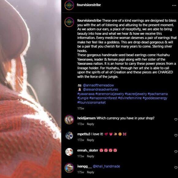 Four Visions Yawanawa Espiritu De Fuego seed beaded earrings - Picture 12 of 12